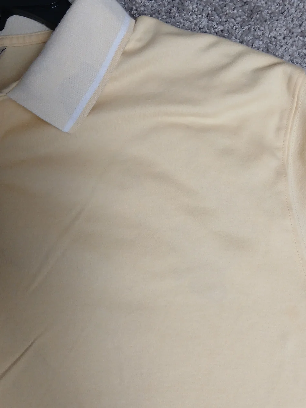 L.L. Bean Pale Yellow Long-Sleeve Polo‎ with White Collar - 100% Cotton - XL